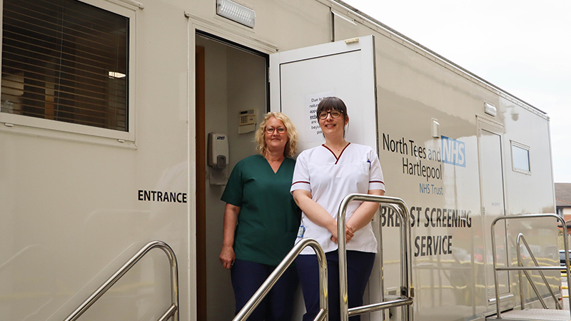 Some of your breast screening team stood outside a mobile unit.