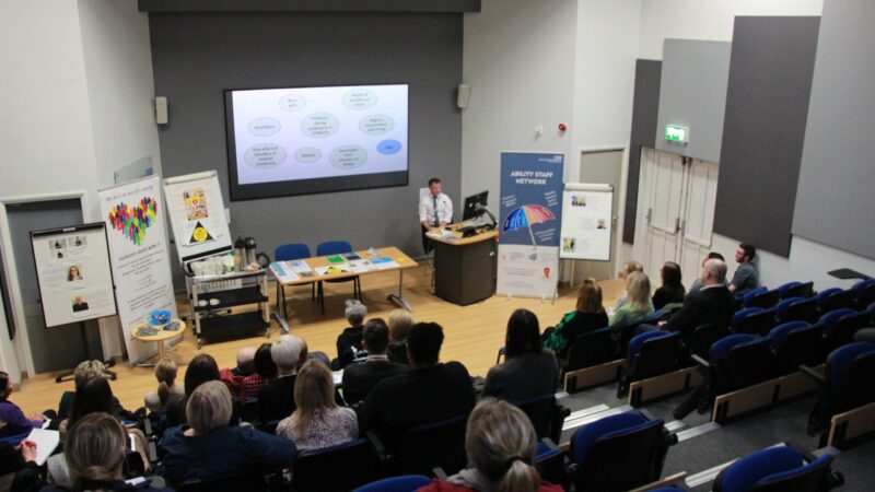 Disability event speaker talks to audience