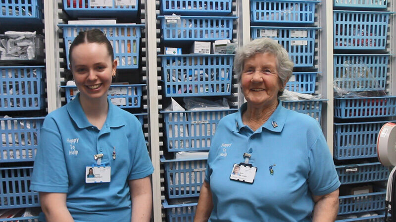 Volunteers Emily and Ann