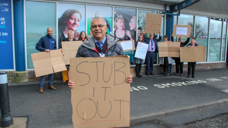 Hospital stop smoking picket line
