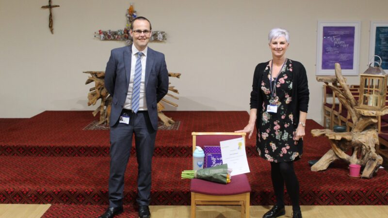 Julie Somerset receiving her Star of the Month Award