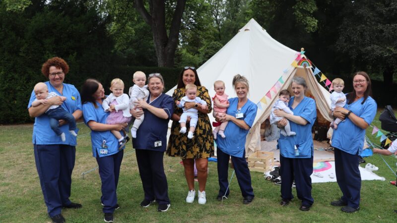 Hartlepool maternity team with babies born on the unit.