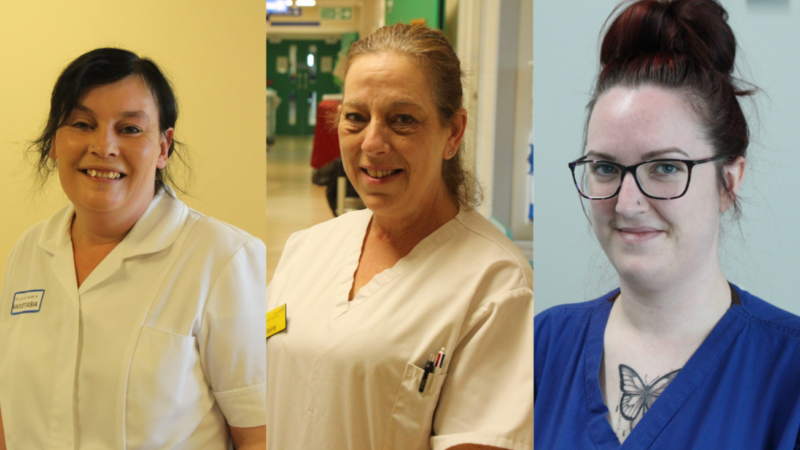 Team support workers Anastasia Campbell, Elaine Wilson and Lauren Watson.