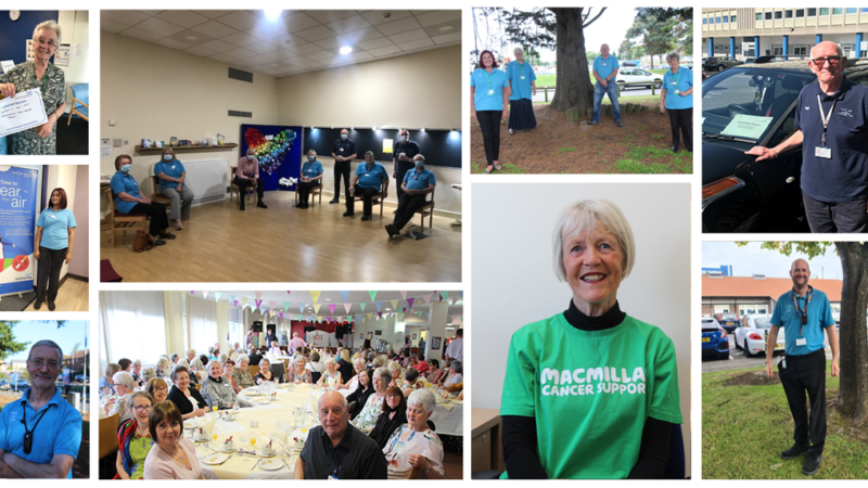 A collage of photographs of different volunteers.