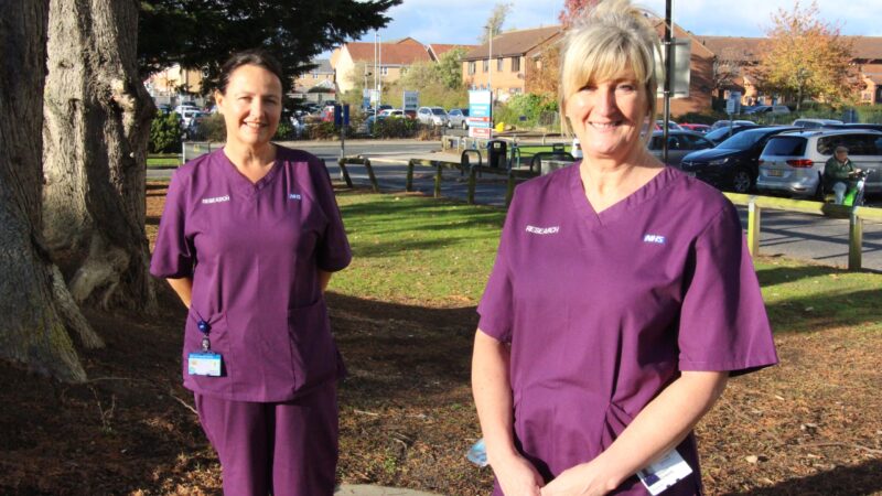 Julie Woollaston and Sharon Gowans stand outside.