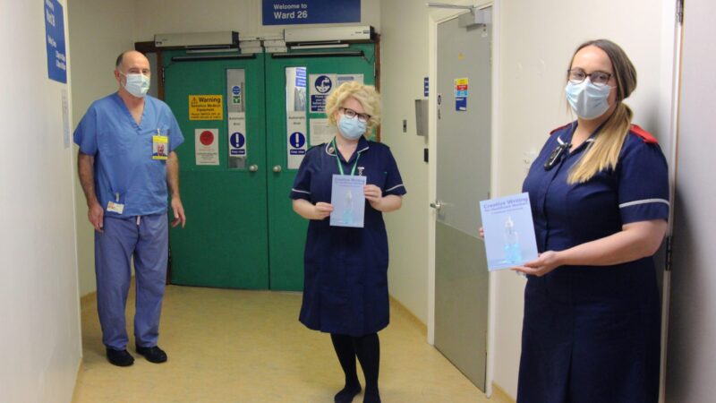 Mel Mcevoy, Kirsty Wainright and Kim Duffy. Kirsty and Kim hold copies of the book.