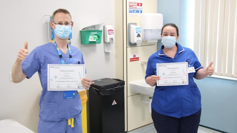 Ben Prudon and Alex Ramshaw hold their certificates.