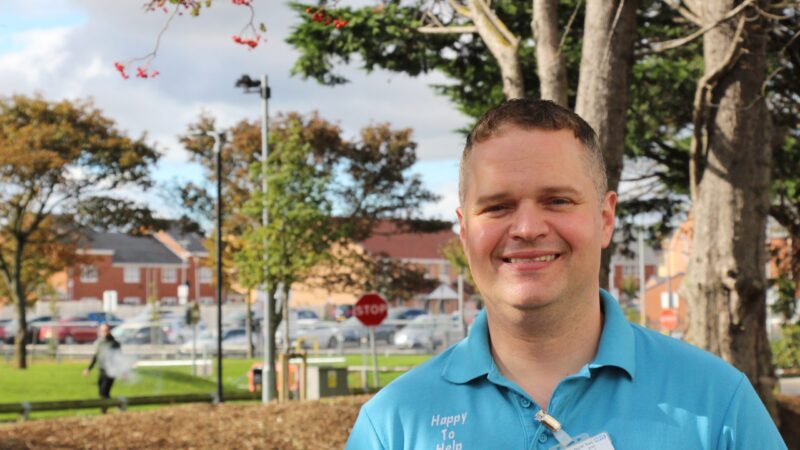 Hospital volunteer Richard Hewitson at University Hospital North Tees