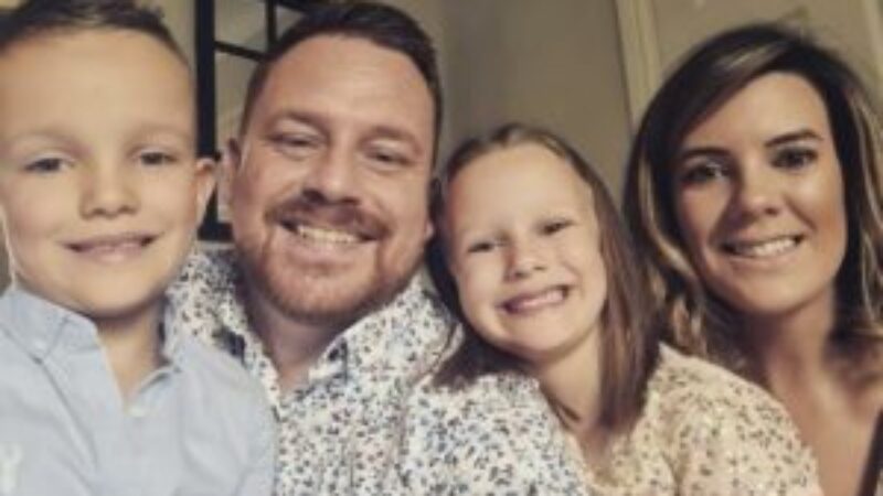 Shaun and Kirsty Lowther with thriving Ava and Noah
