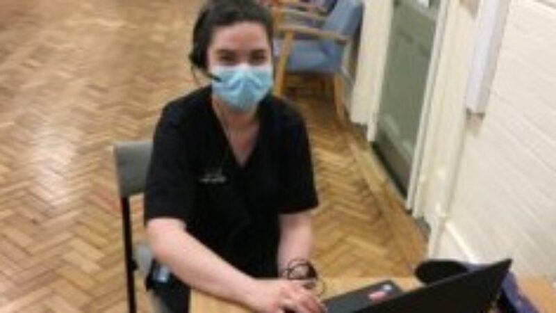 Orthotist Abby Paterson at her keyboard