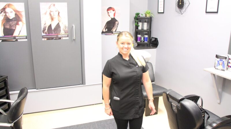 Claire Hutchinson in the salon.