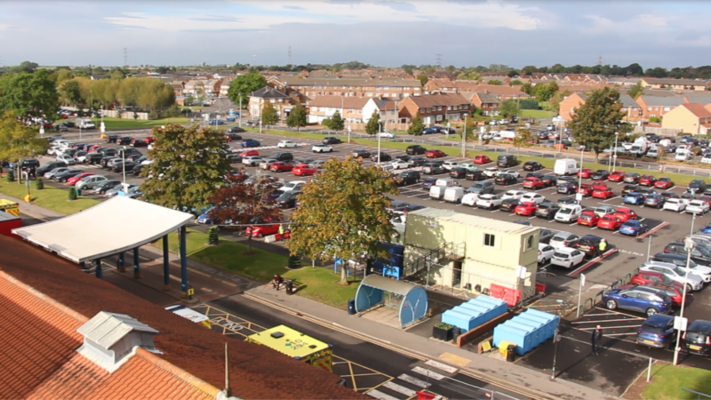 The car park at the University Hospital of North Tees.